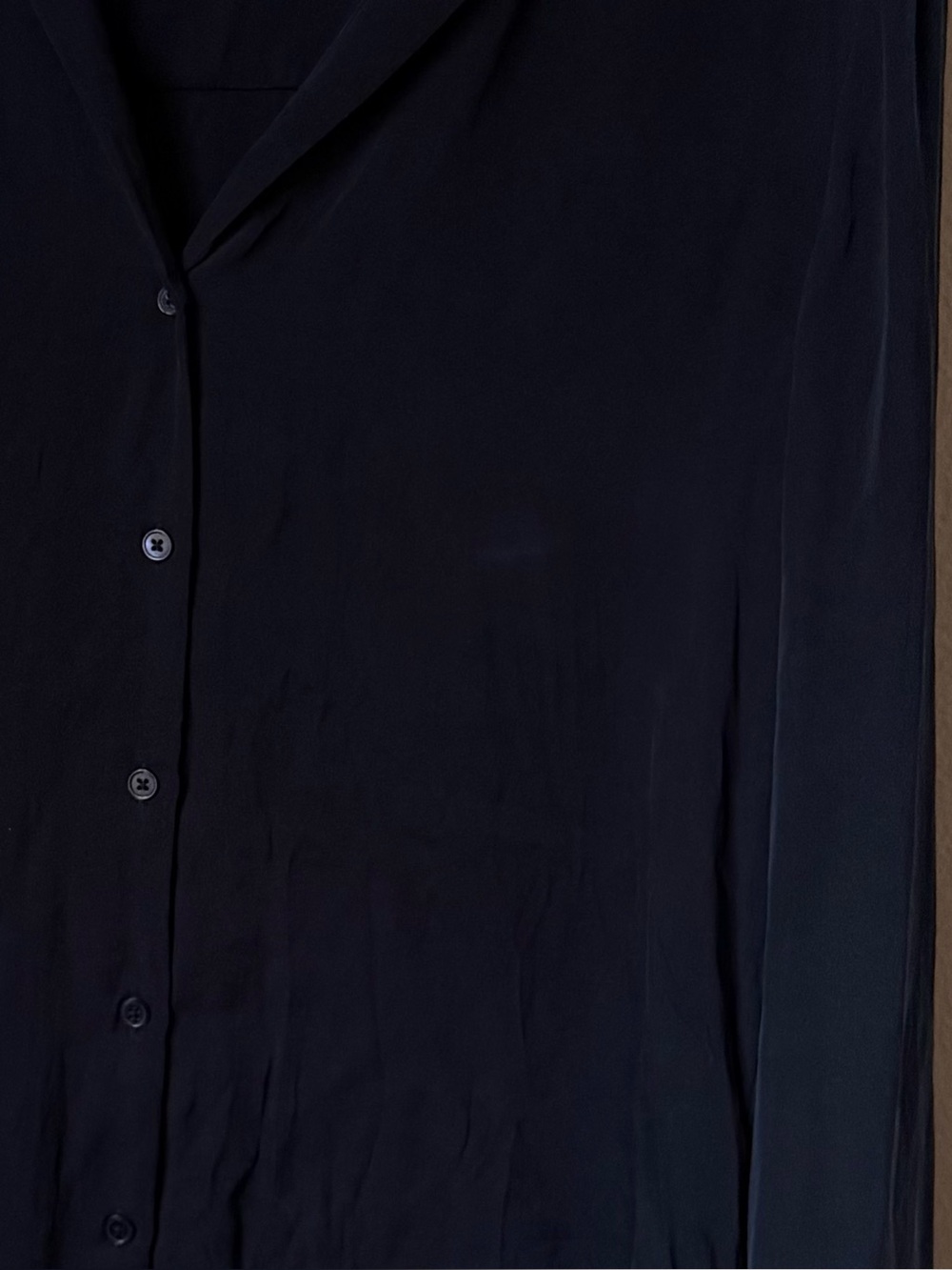 Quince Washable Silk Navy Button-Front Blouse M quiet luxury - Picture 6 of 6